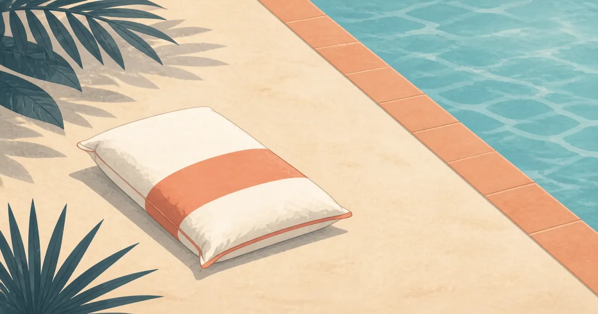 Forty-pound bag of pool salt on a sunny deck beside a saltwater backyard pool